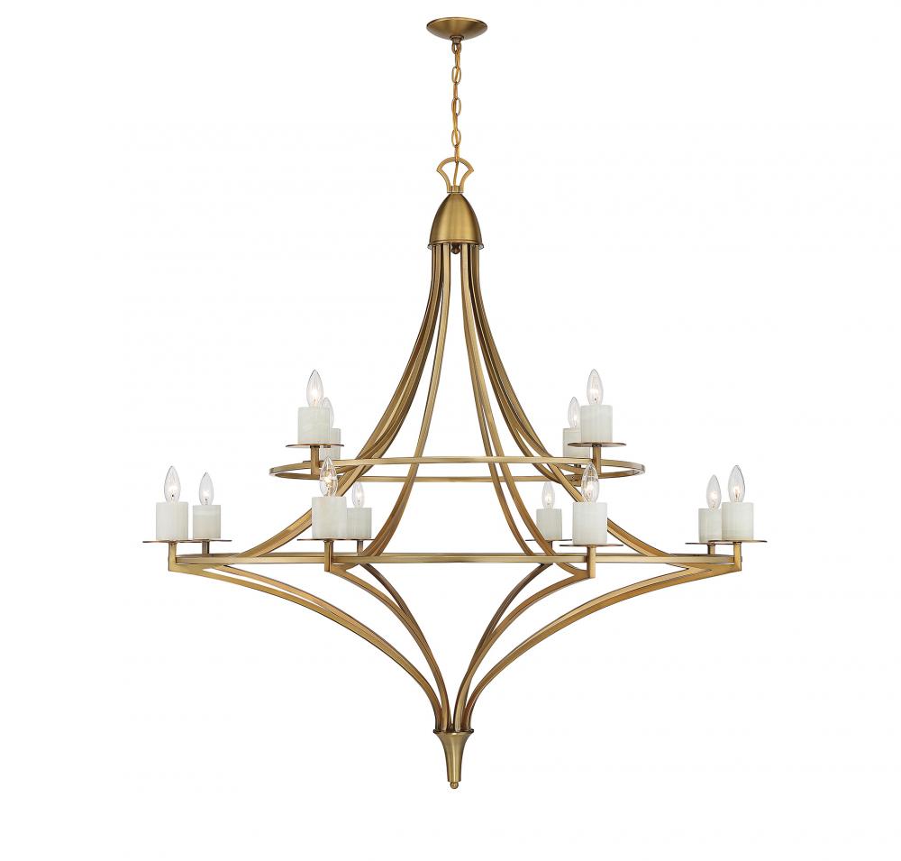 Director 12-Light Chandelier in Warm Brass