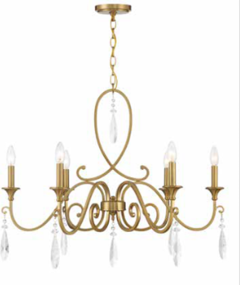 Fairchild 6-Light Chandelier in Warm Brass