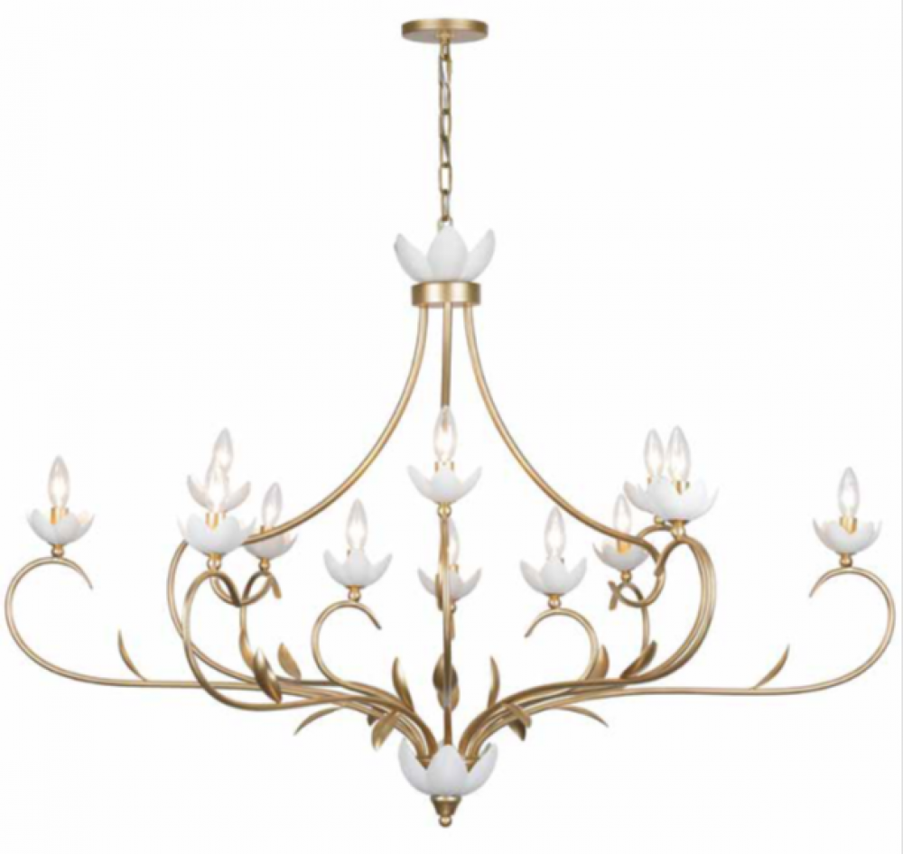 Muse 12-Light Chandelier in French Gold and White Cashmere by Breegan Jane