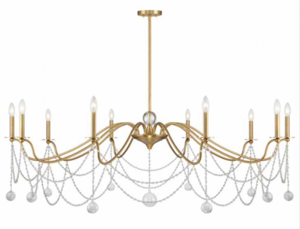 Mariposa 10-Light Chandelier in Warm Brass