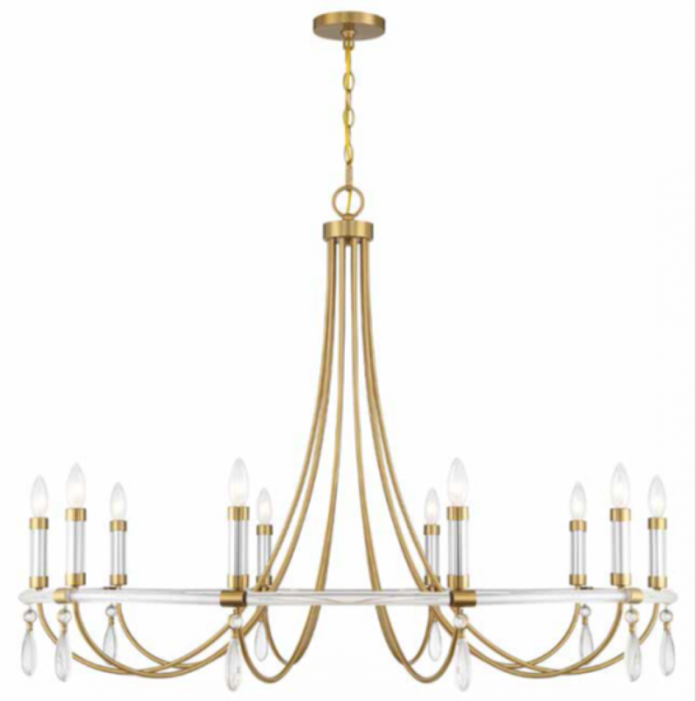 Mayfair 10-Light Chandelier in Warm Brass and Chrome