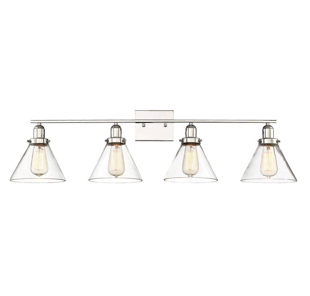 Drake 4-Light Bathroom Vanity Light in Polished Nickel