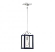  3-8880-1-174 - Champlin 1-Light Pendant in Navy with Polished Nickel Accents