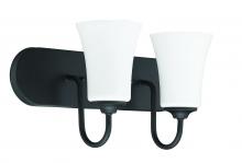 Craftmade 50402-FB-WG - Gwyneth 2 Light Vanity in Flat Black (White Glass)