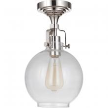  X8308-PLN-C - State House 1 Light Clear Glass Globe Semi Flush in Polished Nickel