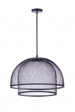  P1006FB-LED - 24.25” Diameter Sculptural Statement Metal Mesh Dome 2 Shade Pendant in Flat Black