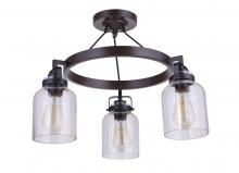  53653-FBDT - Foxwood 3 Light Convertible Semi Flush in Flat Black/Dark Teak