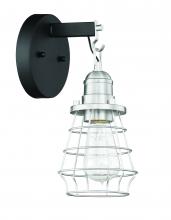  50601-FBBNK - Thatcher 1 Light Wall Sconce in Flat Black/Brushed Polished Nickel