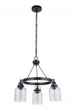  53623-FBDT - Foxwood 3 Light Chandelier in Flat Black/Dark Teak