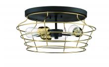  50683-FBSB - Thatcher 3 Light Flushmount in Flat Black/Satin Brass