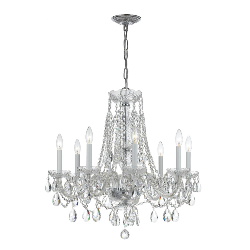 Traditional Crystal 8 Light Hand Cut Crystal Polished Chrome Chandelier