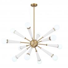  3812-AG-MT - Zodiac 12 Light Aged Brass + Matte White Chandelier