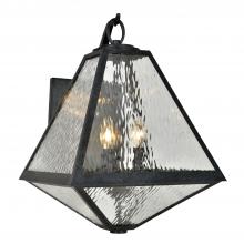  GLA-9702-WT-BC - Brian Patrick Flynn Glacier 3 Light Black Charcoal Outdoor Sconce