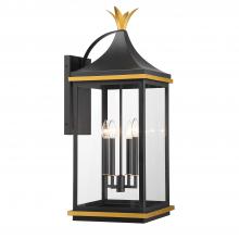  SIM-804-MK-TG - Simpson 4 Light Matte Black + Textured Gold Outdoor Sconce