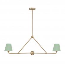  XAV-B9302-VG-GR - Xavier 2 Light Vibrant Gold + Green Linear Chandelier