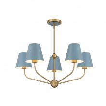  XAV-B9315-VG-BL - Xavier 5 Light Vibrant Gold + Blue Chandelier