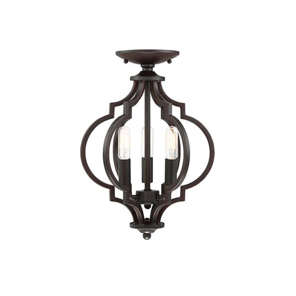 SAVOY/MERIDIAN - SEMI FLUSH BRONZE 3 LIGHT