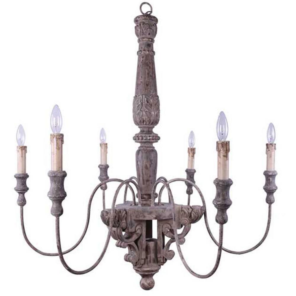 CREATIVE CO OP - WOOD & METAL 40" CHANDELIER