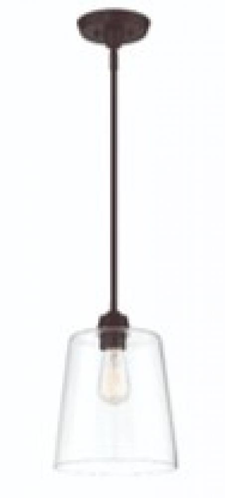 SAVOY/MERIDIAN - ONE LIGHT PENDANT OIL RUBBED BRONZE CLEAR GLASS/ROD