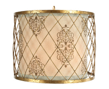 McManus Items PL101 - Pendant screen printed drum shade covered with in a metal frame