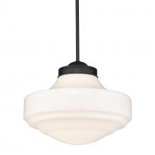 Golden 0508-L BLK-VMG - Ingalls Large Pendant in Matte Black with Vintage Milk Glass Shade