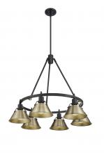 Golden 3306-6 BLK-AB - Orwell BLK 6 Light Chandelier in Matte Black with Aged Brass shades