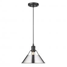 Golden 3306-M BLK-CH - Orwell BLK Medium Pendant - 10" in Matte Black with Chrome shade