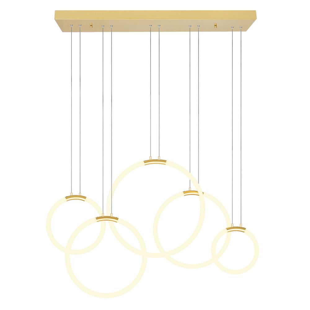 Hoops 5 Light LED Chandelier With Satin Gold Finish