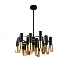  1015P26-19-129 - Anem 19 Light Down Chandelier With Matte Black & Satin Gold Finish