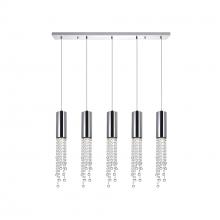  5081P40C-RC - Extended 5 Light Multi Light Pendant With Chrome Finish