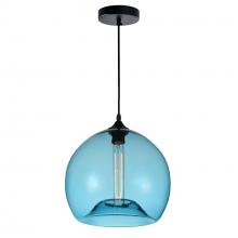  5553P12- Blue - Glass 1 Light Down Mini Pendant With Blue Finish