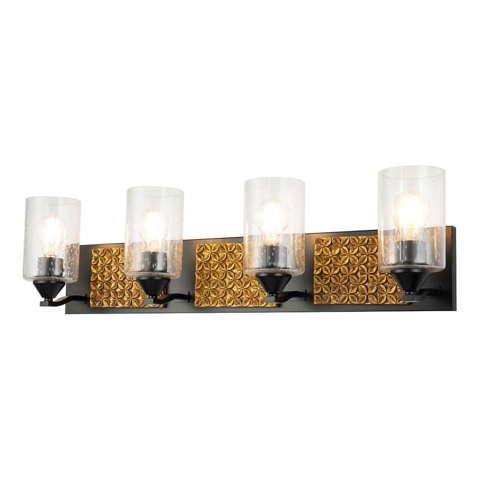 Arcadia 4 Light Bath Bar In Black And Gold