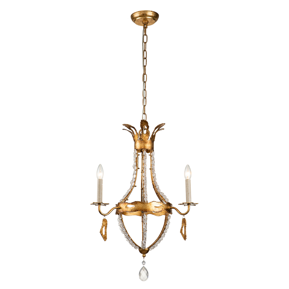 Monteleone 3 Light Chandelier in Antique Gold