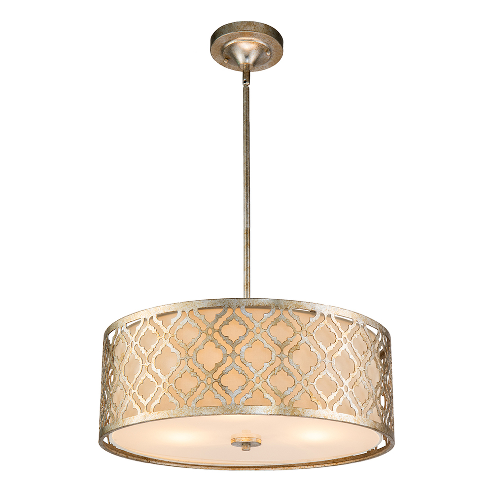 Arabella Large  Kitchen Island Pendant to Semi Flush in Distressed Silver By Lucas McKearn