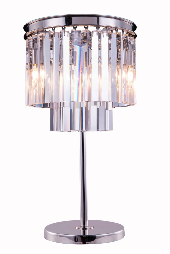 Sydney 3 light polished nickel Table Lamp Clear Royal Cut Crystal