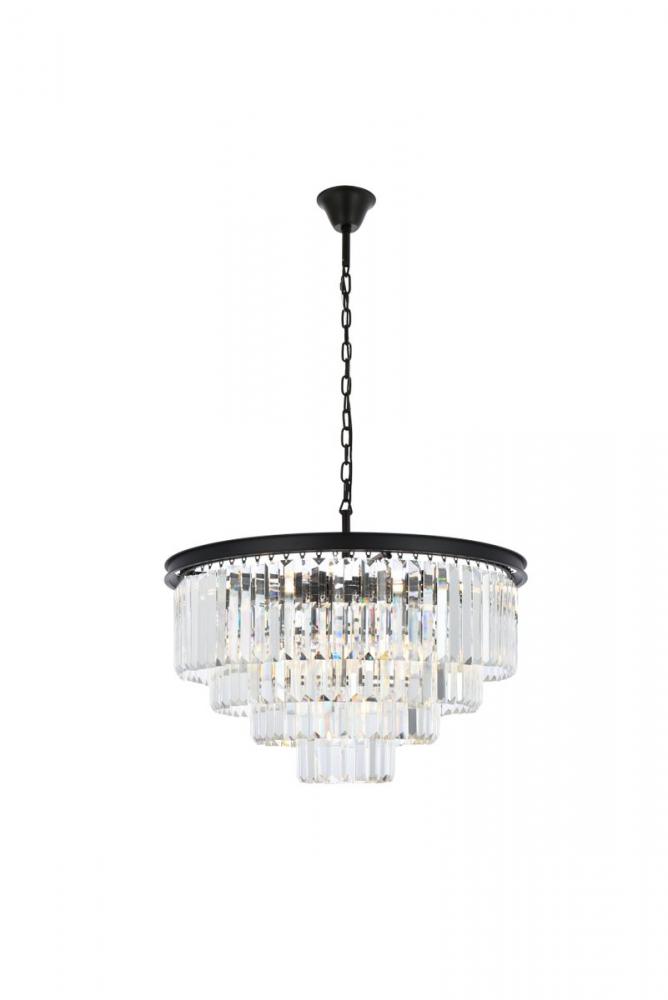 Sydney 17 Light Matte Black Chandelier Clear Royal Cut Crystal