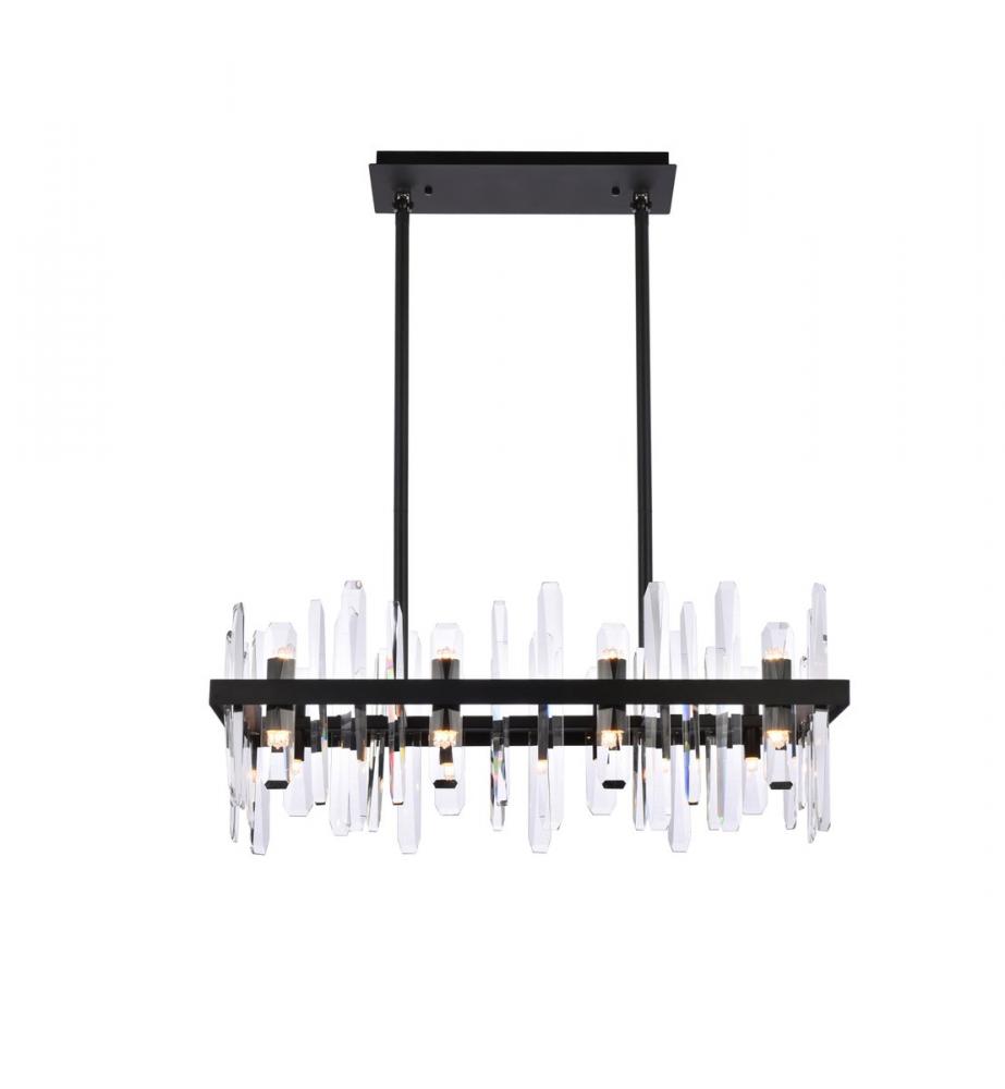 Serena 30 Inch Crystal Rectangle Chandelier in Black