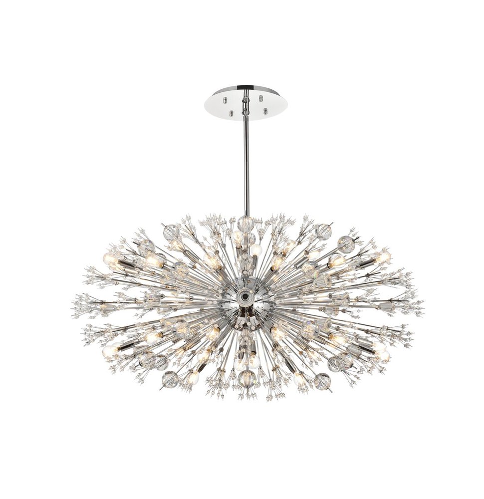 Vera 48 Inch Crystal Starburst Oval Pendant in Chrome