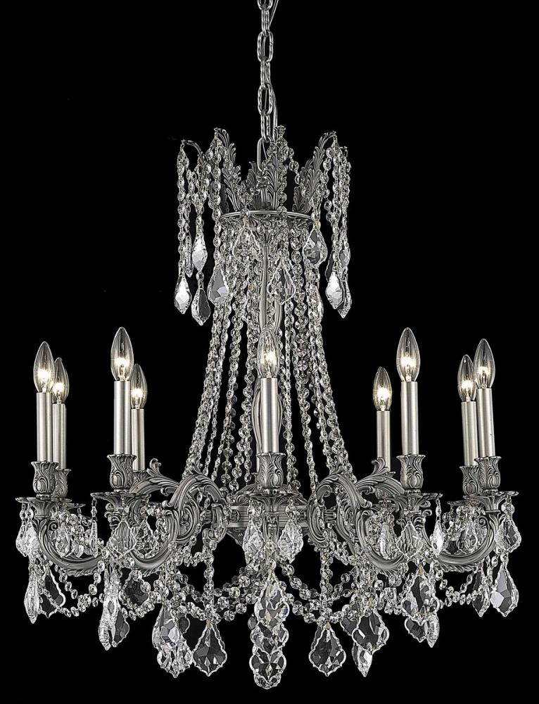 Rosalia 10 Light Pewter Chandelier Clear Royal Cut Crystal