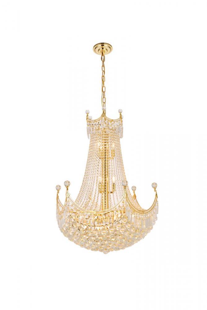 Corona 24 Light Gold Chandelier Clear Royal Cut Crystal