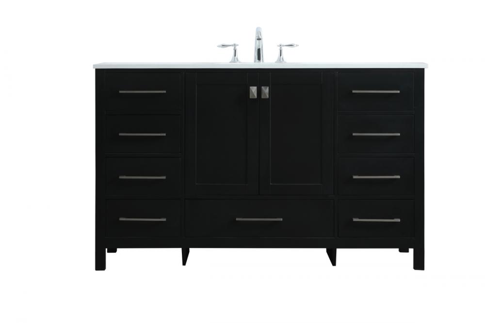 54 Inch Single Bathroom Vanity in Black