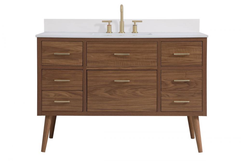 48 Inch Bathroom Vanity in Walnut Brown with Backsplash