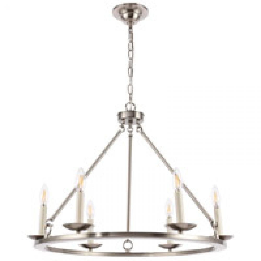 Maine 6 Light Burnished Nickel Chandelier