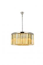  1208D31PN-GT/RC - Sydney 8 Light Polished Nickel Chandelier Golden Teak (Smoky) Royal Cut Crystal