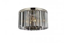  1208F26PN-SS/RC - Sydney 8 Light Polished Nickel Flush Mount Silver Shade (Grey) Royal Cut Crystal