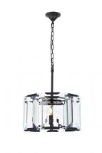  1211D17FB - Monaco 4 Light Flat Black (Matte) Pendant Clear Glass Crystal