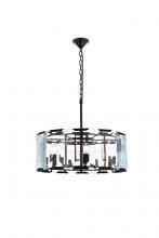  1211D26FB - Monaco 6 Light Flat Black (Matte) Chandelier Clear Glass Crystal