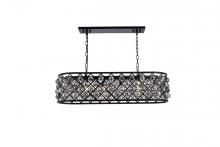  1216G40MB-SS/RC - Madison 6 Light Matte Black Chandelier Silver Shade (Grey) Royal Cut Crystal