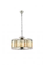  1233D28PN-GT/RC - Chelsea 8 Light Polished Nickel Chandelier Golden Teak (Smoky) Royal Cut Crystal