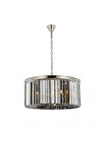  1238D31PN-SS/RC - Sydney 8 Light Polished Nickel Chandelier Silver Shade (Grey) Royal Cut Crystal